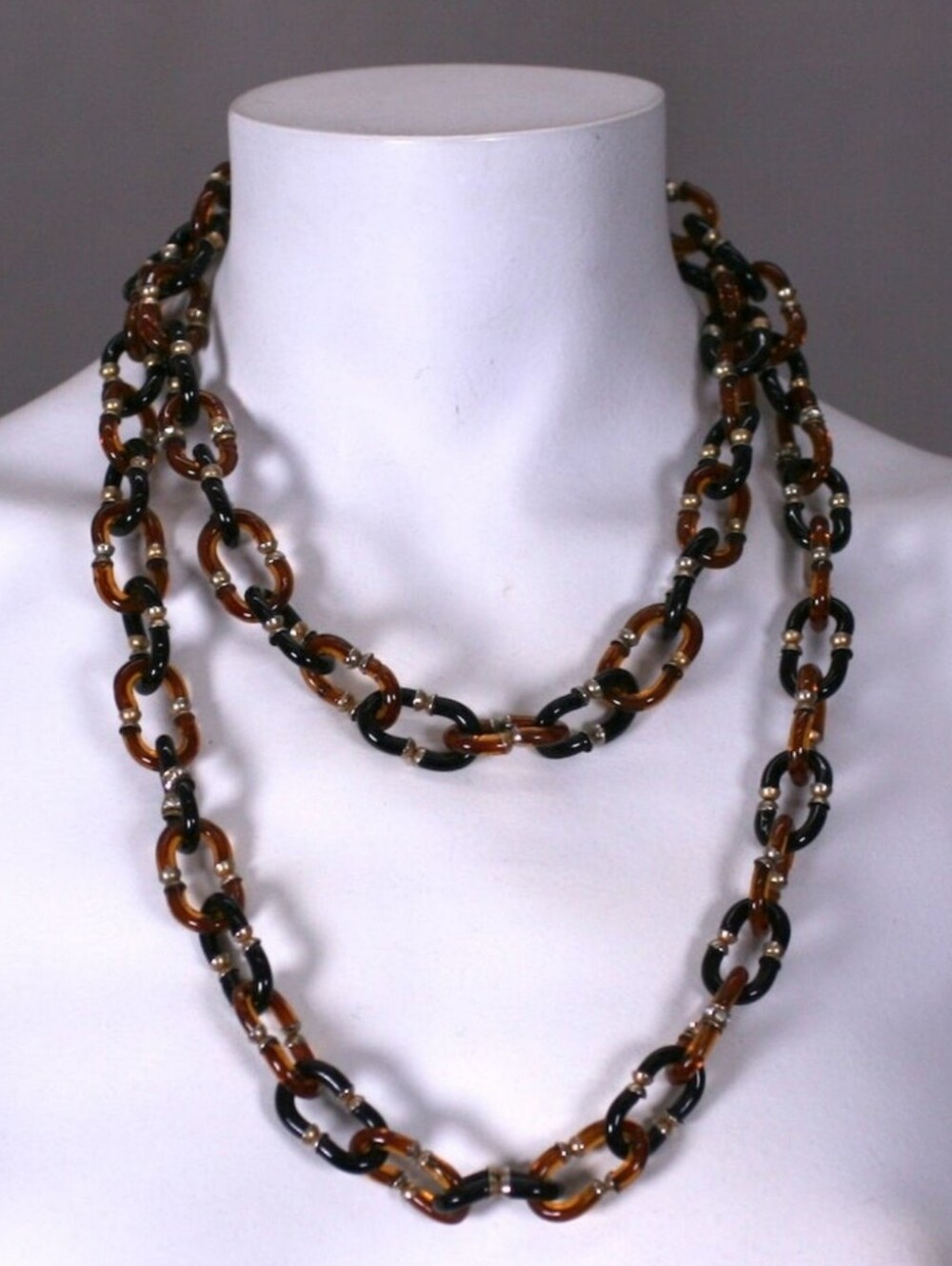 Vintage AS Necklace hand-blown Murano glass links Archimede Seguso For Chanel